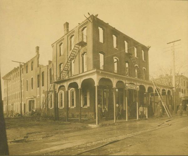 Exterior of the ruins of the Boyertown Opera House, January 13, 1908.